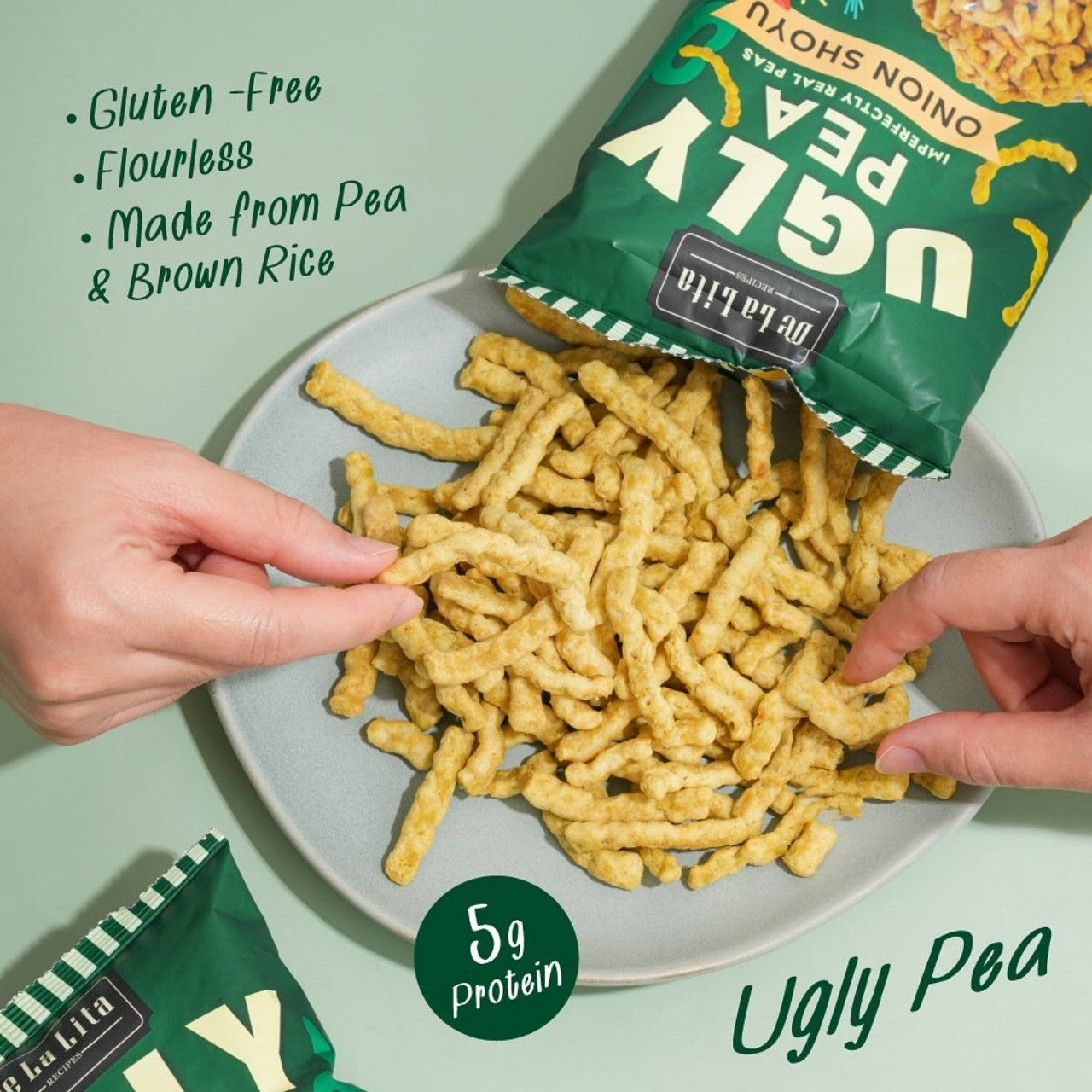 De La Lita Ugly Pea Onion Shoyu Flavour 30g crunchy pea snack