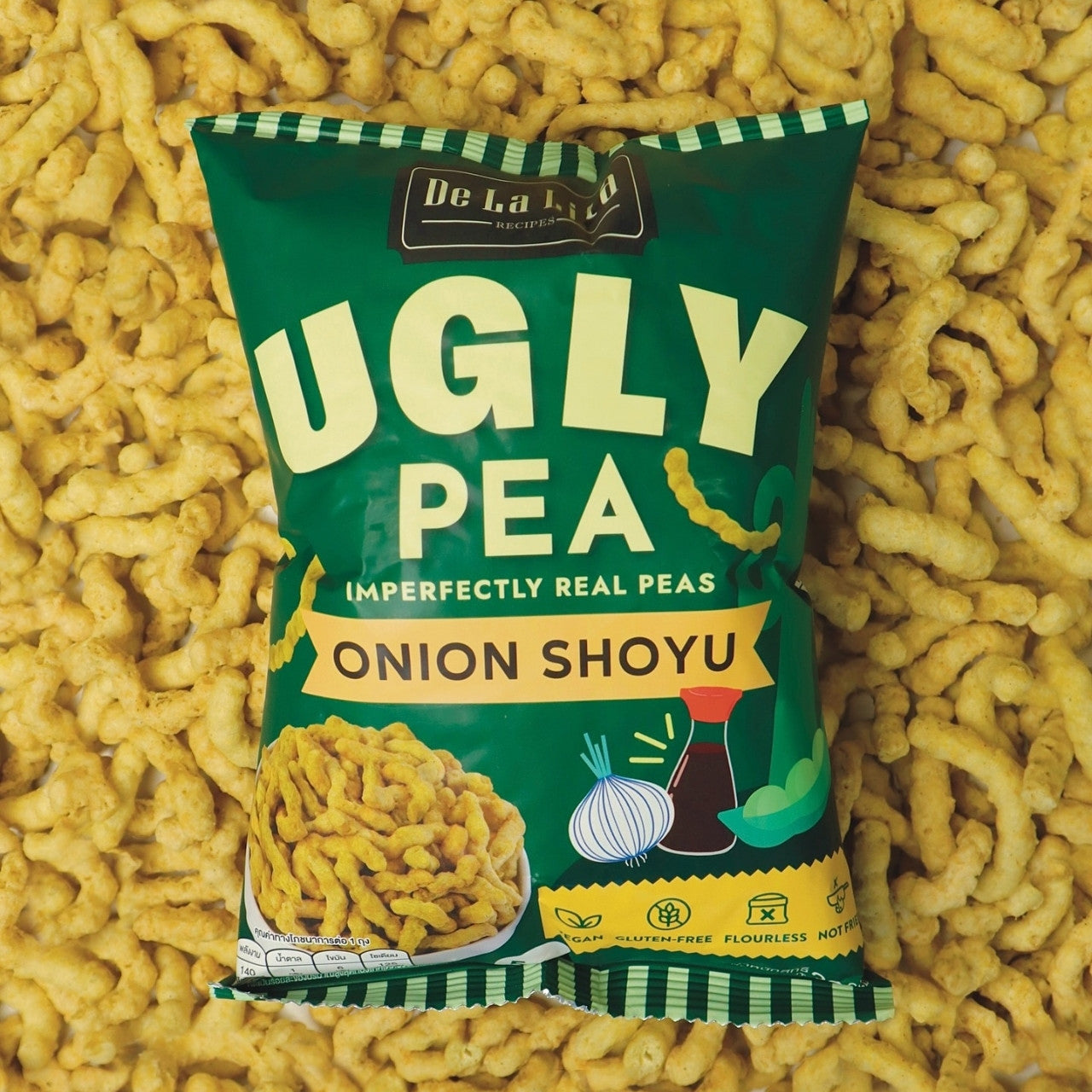 De La Lita Ugly Pea Onion Shoyu Flavour 30g crunchy pea snack