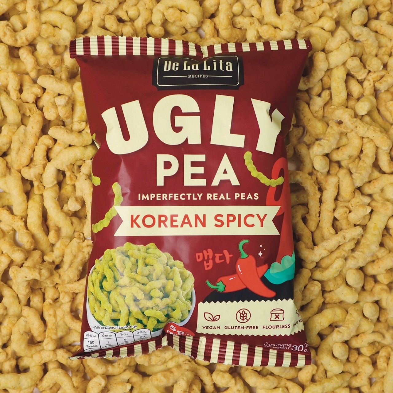 De La Lita Ugly Pea Korean Spicy Flavour 30g crunchy pea snack
