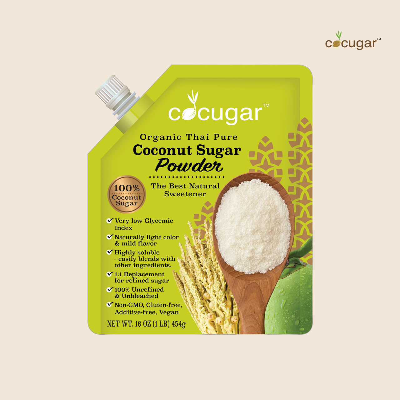 Cocugar Organic Thai Pure Coconut Sugar Powder 454g