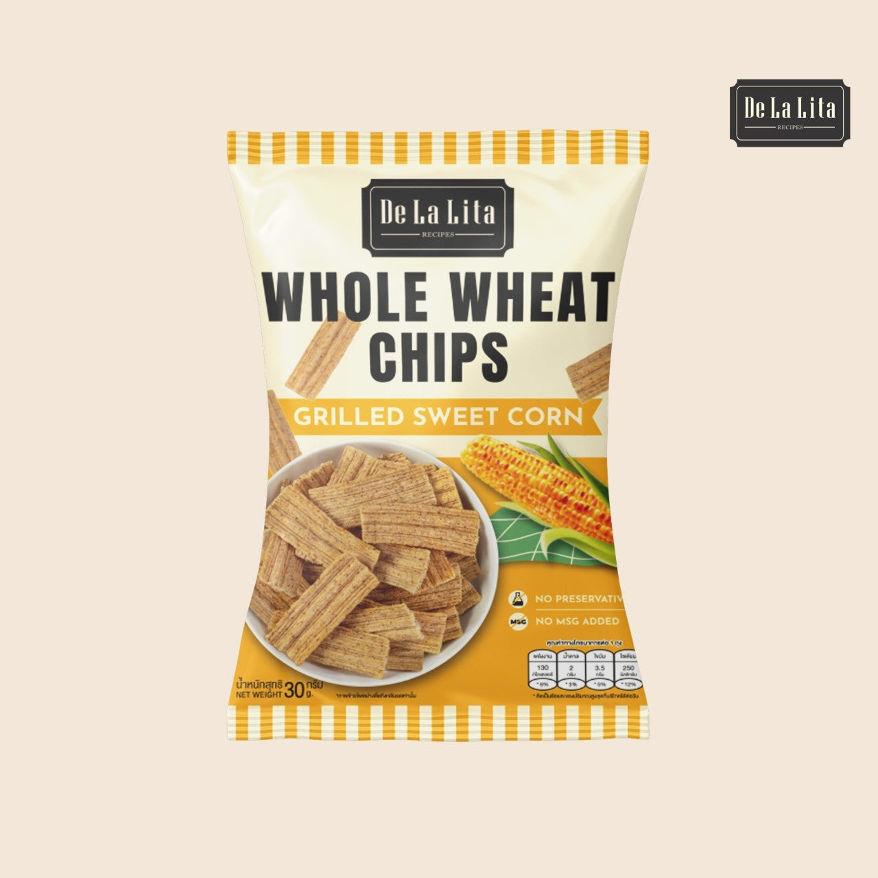 De La Lita Whole Wheat Chips Grilled Sweet Corn Flavour 30g healthy