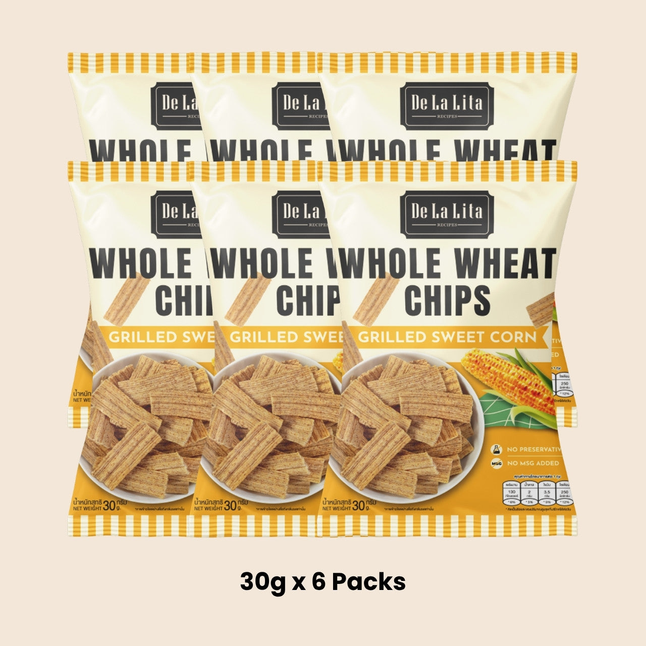 De La Lita Whole Wheat Chips Grilled Sweet Corn Flavour 30g healthy
