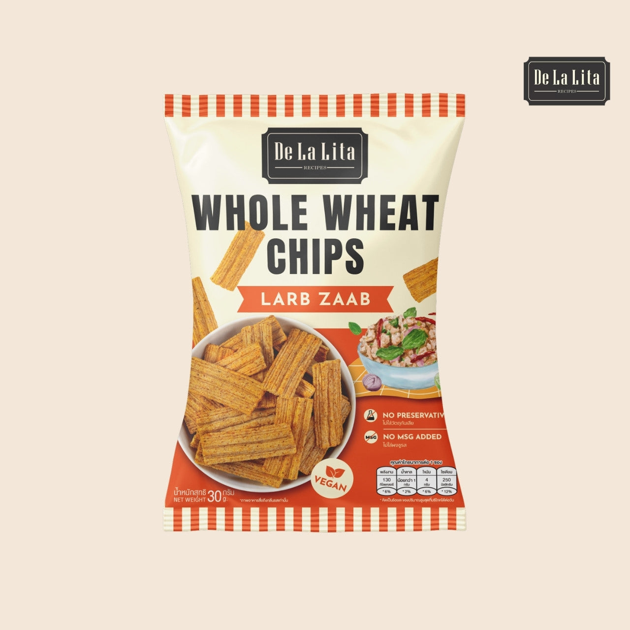 De La Lita Whole Wheat Chips Larb Zaab Spicy Thai Flavour 30g
