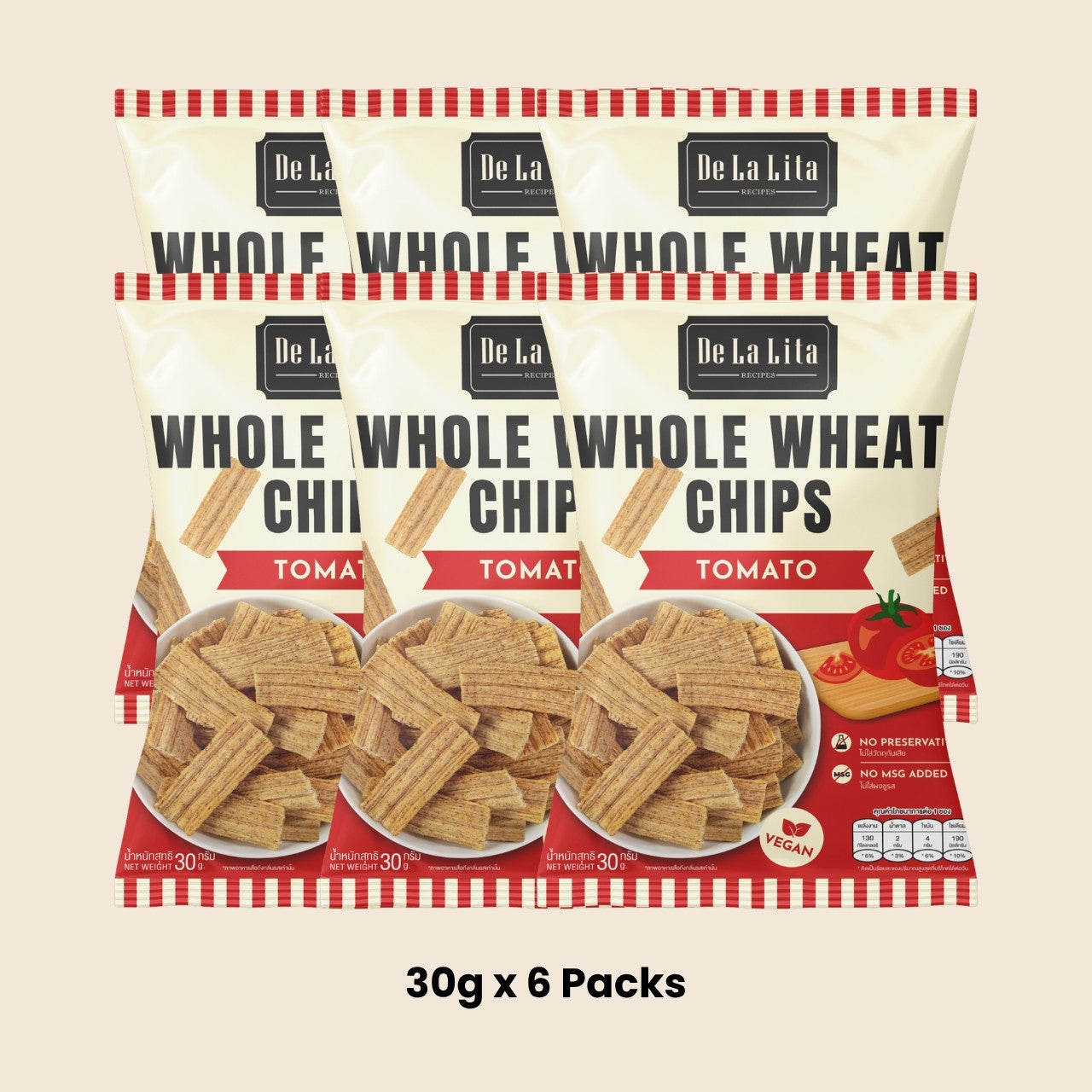De La Lita Whole Wheat Chips Tomato Flavour 30g healthy snack