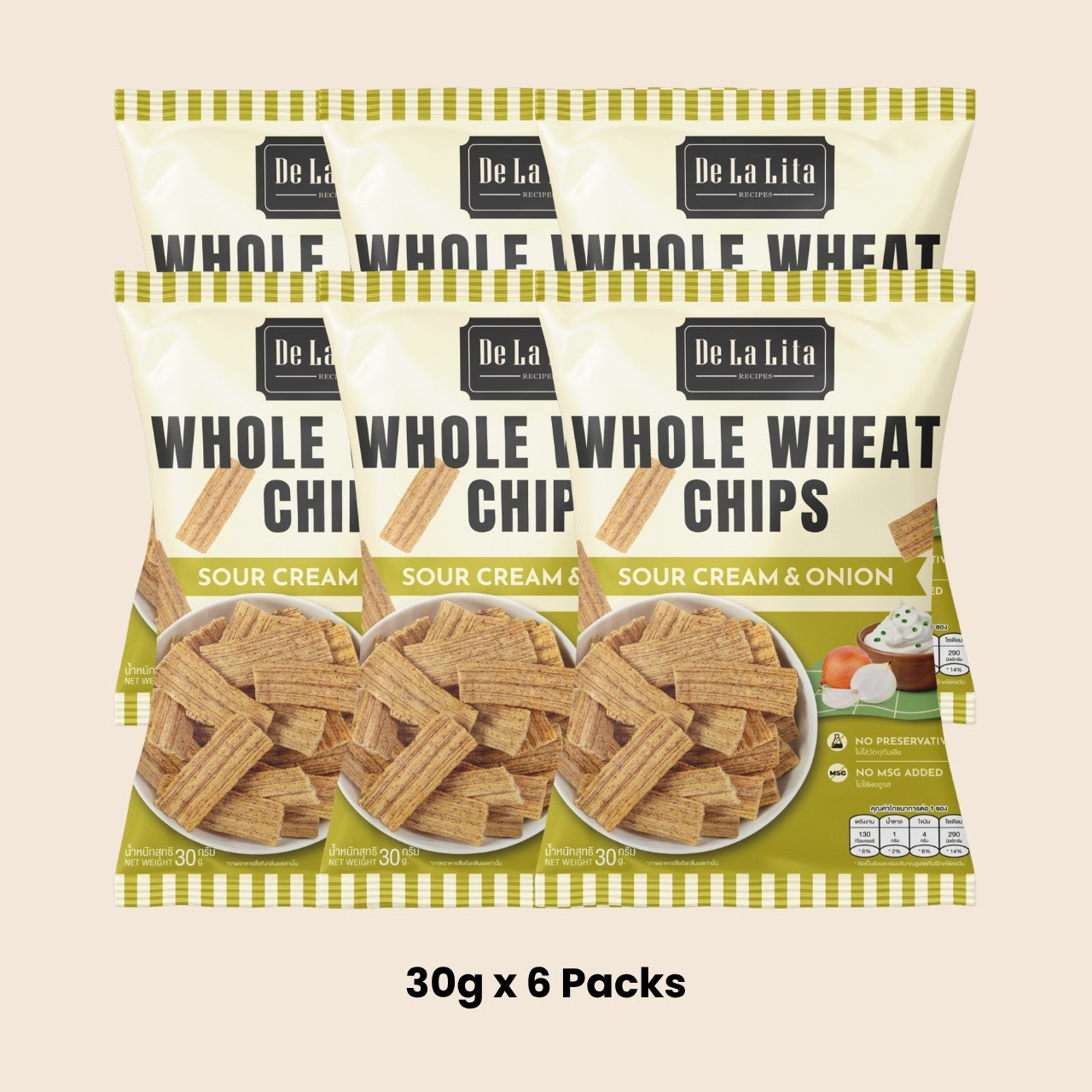 De La Lita Whole Wheat Chips Sour Cream Onion Flavour 30g healthy