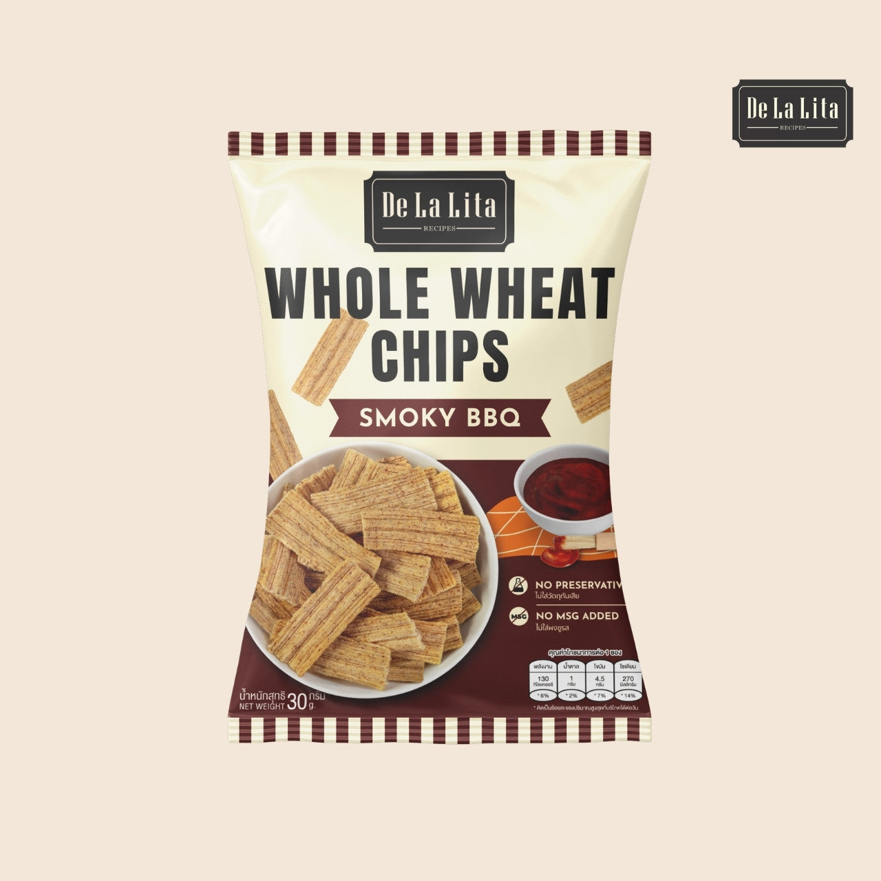 De La Lita Whole Wheat Chips Smoky BBQ Flavour 30g healthy snack