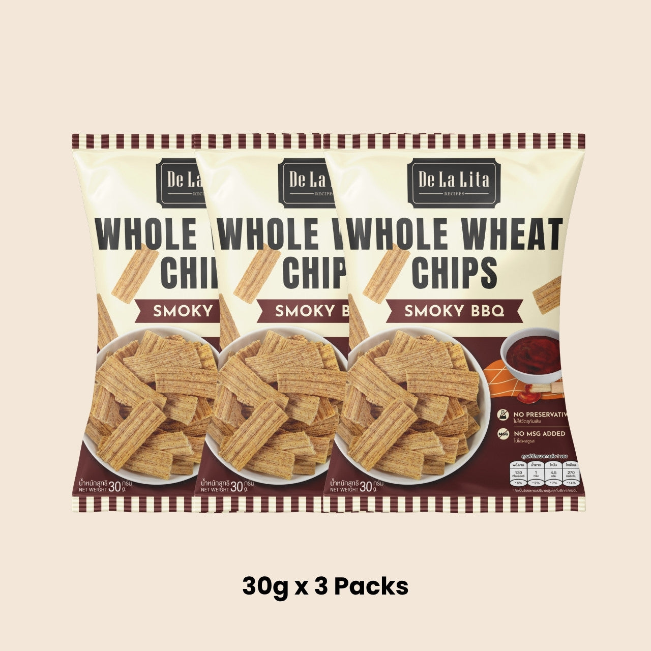 De La Lita Whole Wheat Chips Smoky BBQ Flavour 30g healthy snack