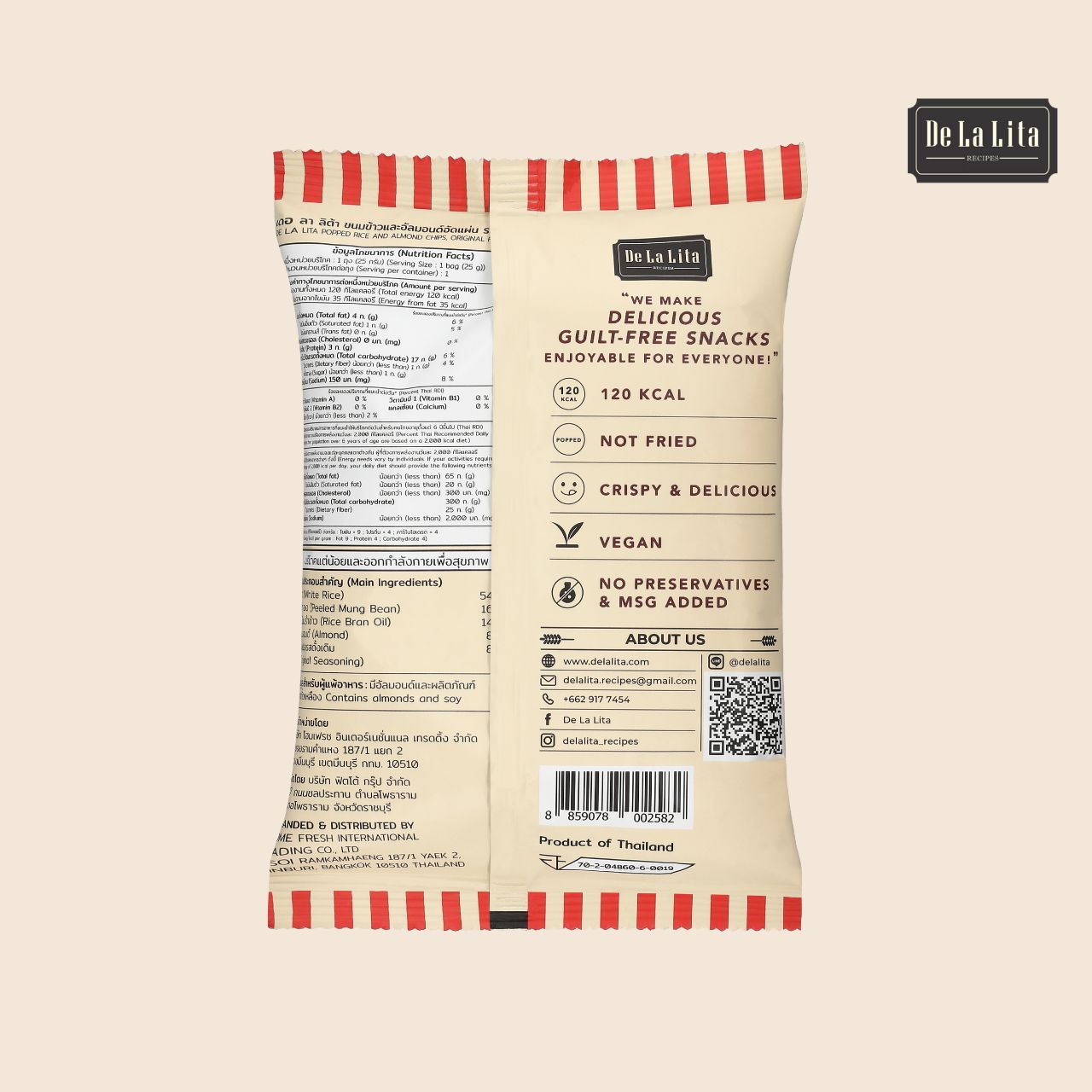 De La Lita Original Almond Chips 25g healthy popped snack