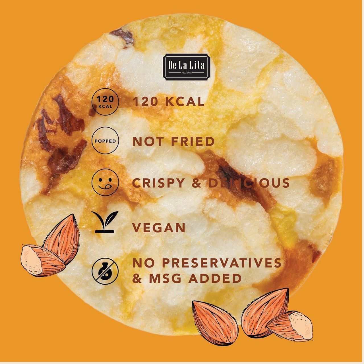 De La Lita Original Almond Chips 25g healthy popped snack