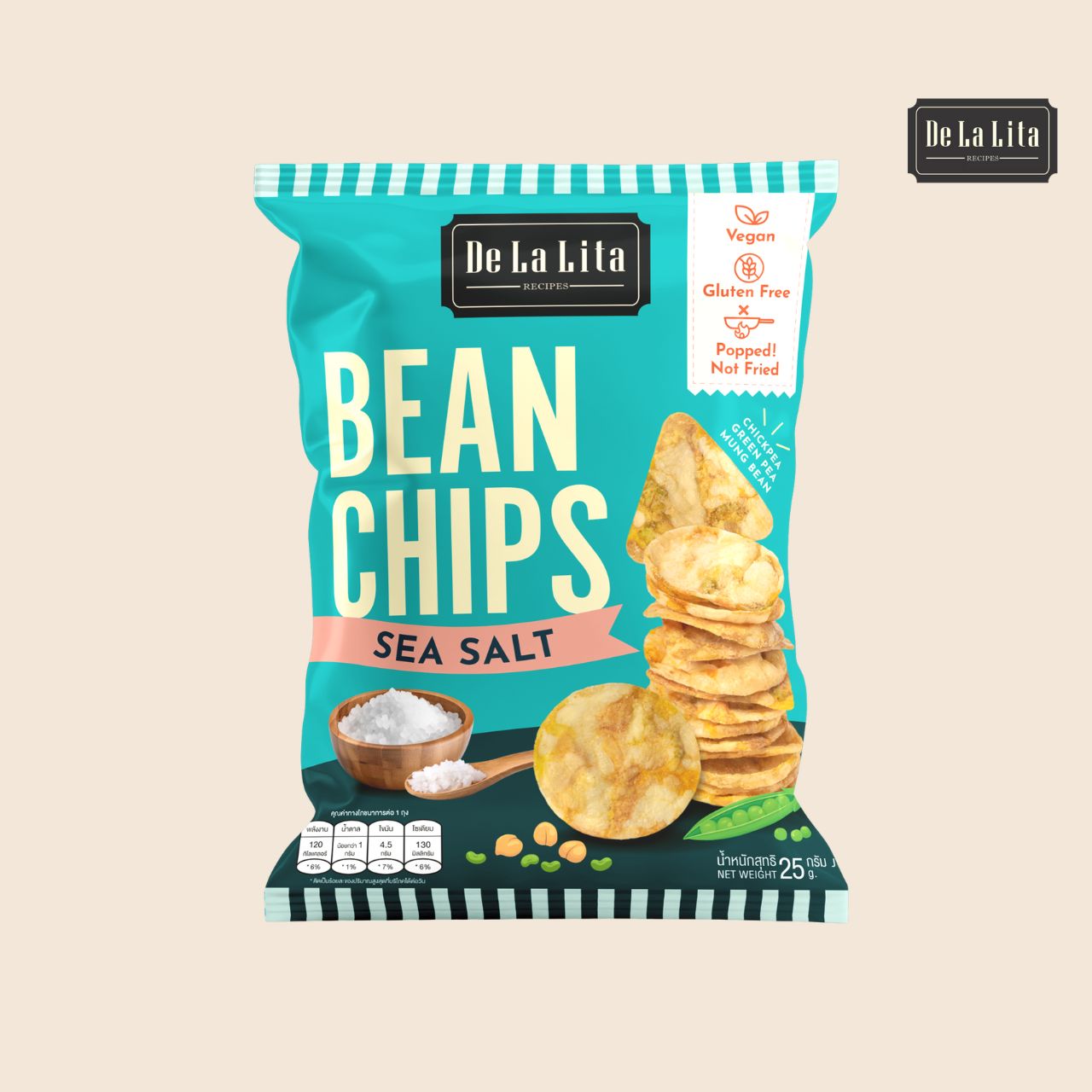 De La Lita Bean Chips 25g healthy popped low oil snack