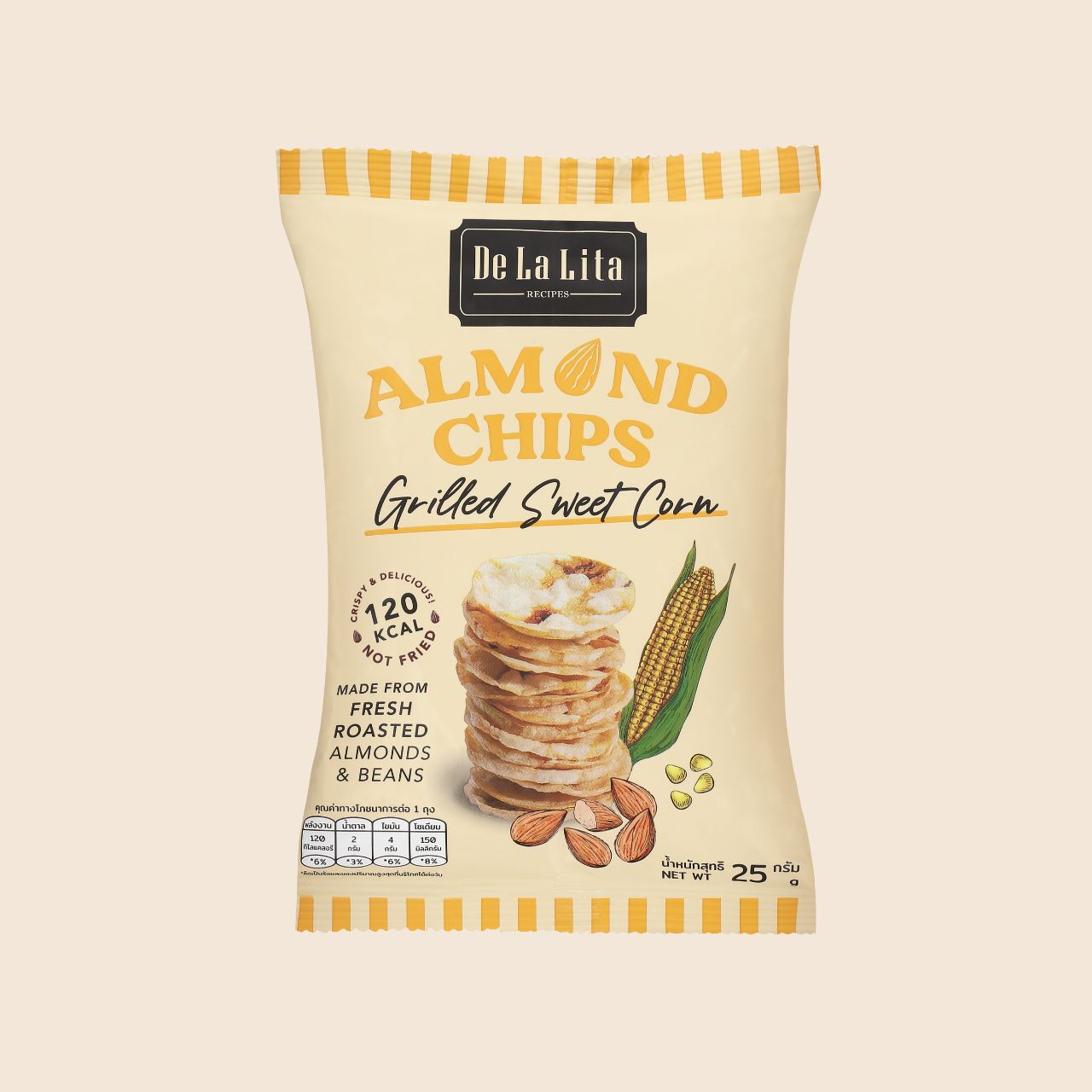 De La Lita Almond Chips Grilled Sweet Corn Flavour 25g healthy snack