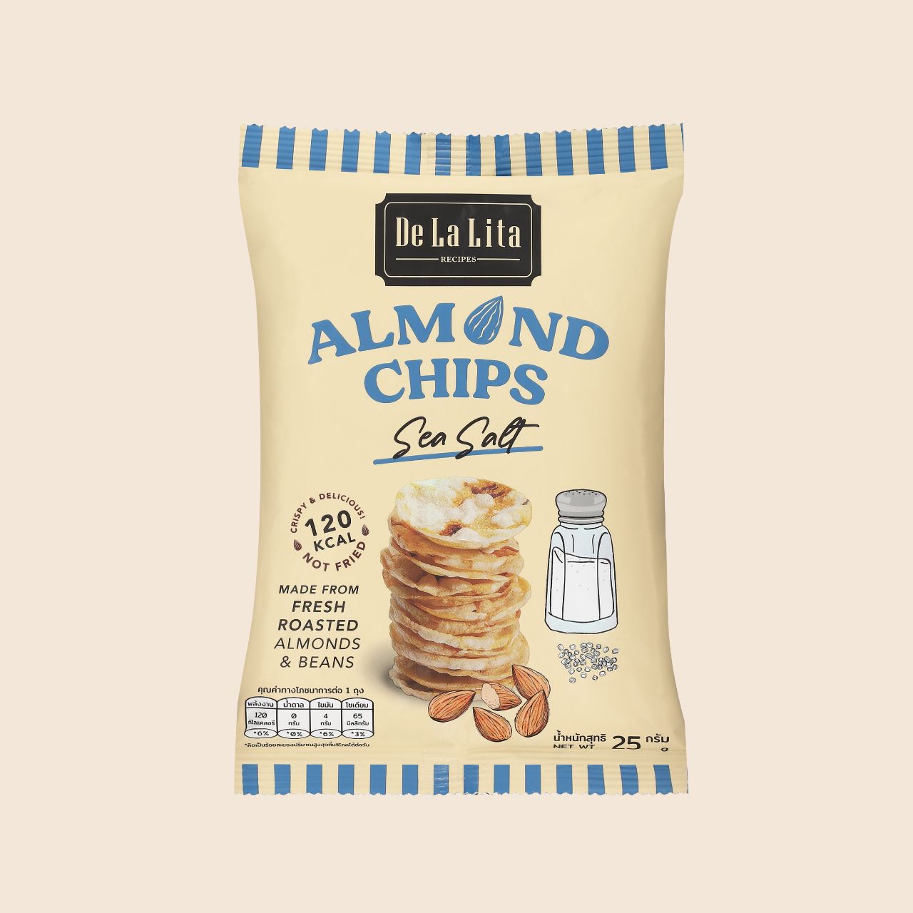 De La Lita Sea Salt Almond Chips 25g healthy popped snack