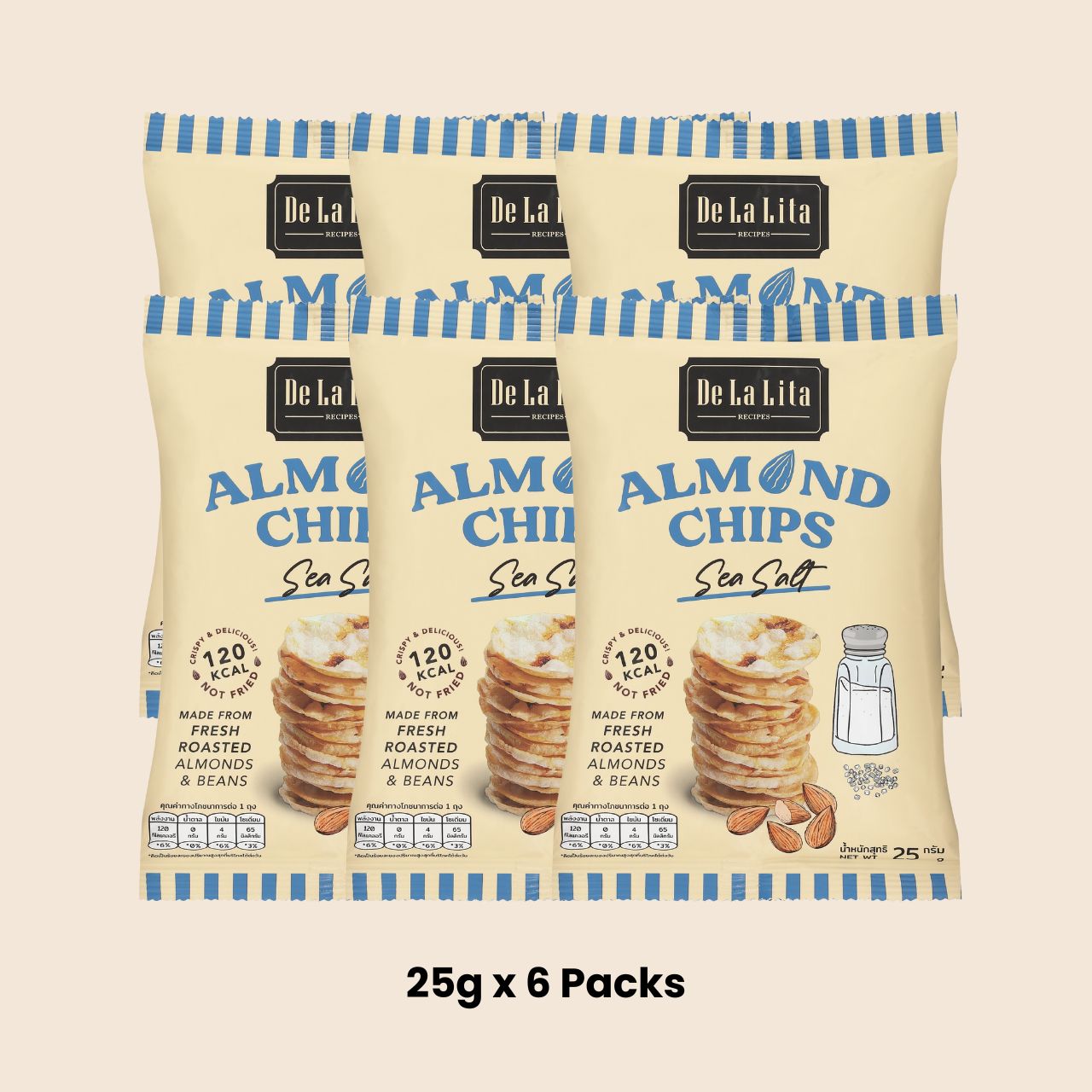 De La Lita Sea Salt Almond Chips 25g healthy popped snack