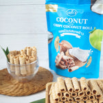 Thai Coconut Rolls – Crispy, buttery rolls handcrafted in Kanchanaburi with fresh coconut milk for a rich, tropical flavor.