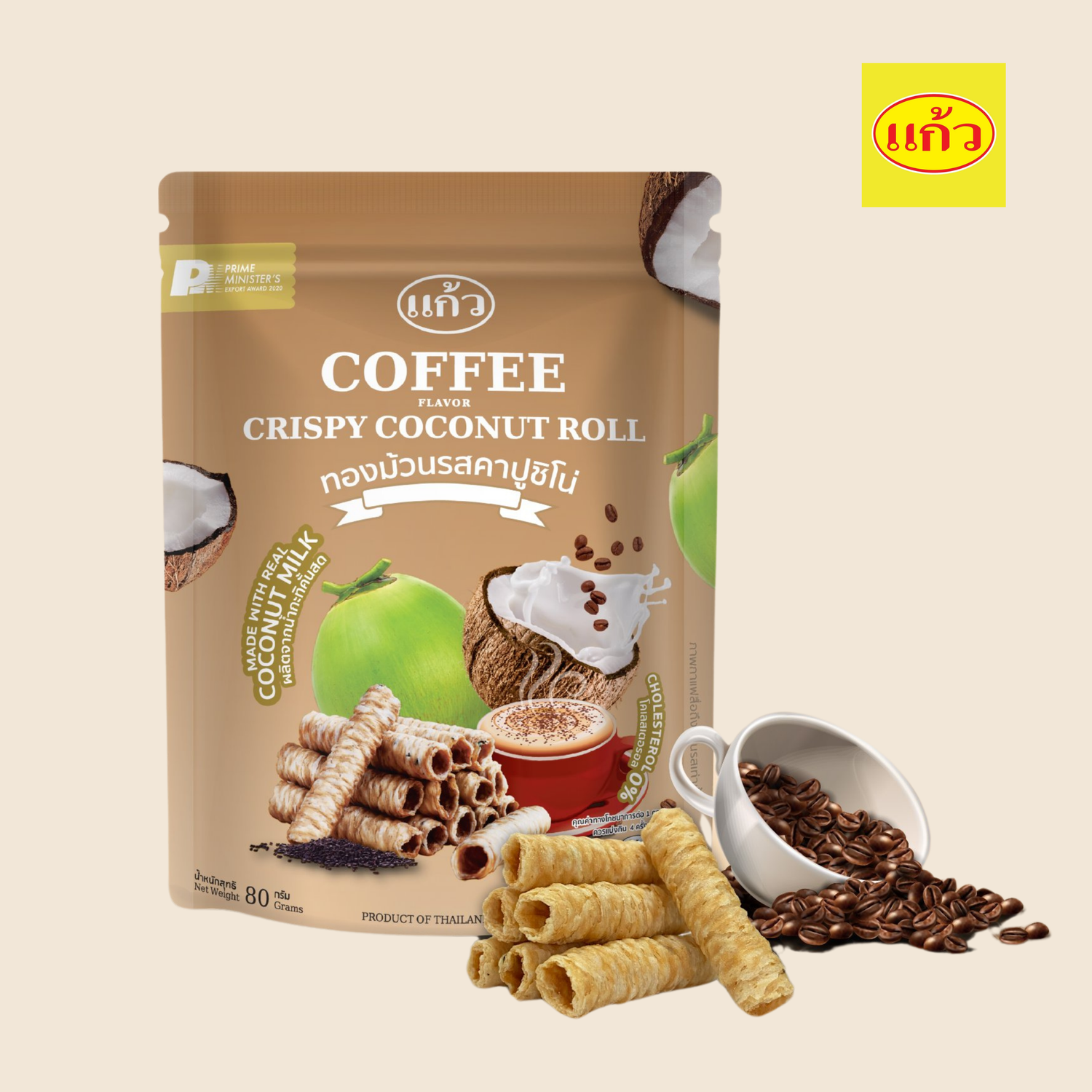 Thai Coconut Rolls (Coffee Flavour) 80g