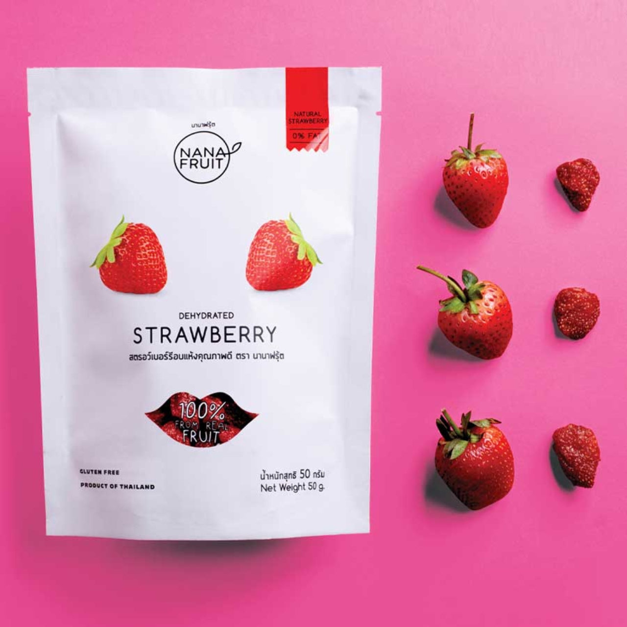 Nanafruit Premium Dried Strawberries – Naturally sweet and tangy dried strawberries, rich in vitamin C and antioxidants, with low sugar and no preservatives.