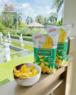 Sud Thang Gluy Thin-Sliced Banana Chips – Crispy, fragrant banana chips made from pesticide-free bananas, lightly seasoned for a naturally sweet and non-greasy snack. Dangerously addictive!