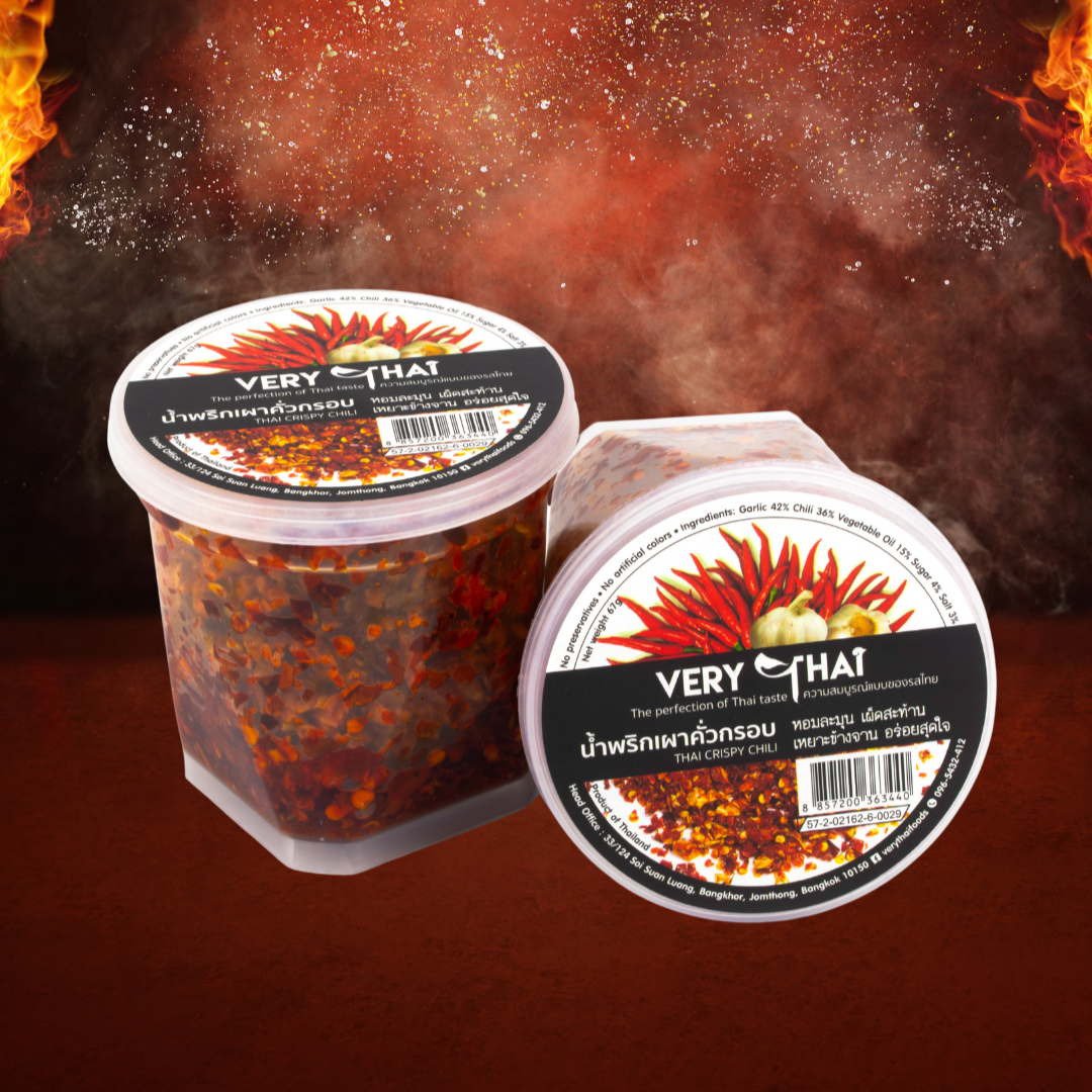 Classic Thai Chili Crisps – Aromatic, crispy chili and garlic flakes that add a bold, spicy kick to any dish.